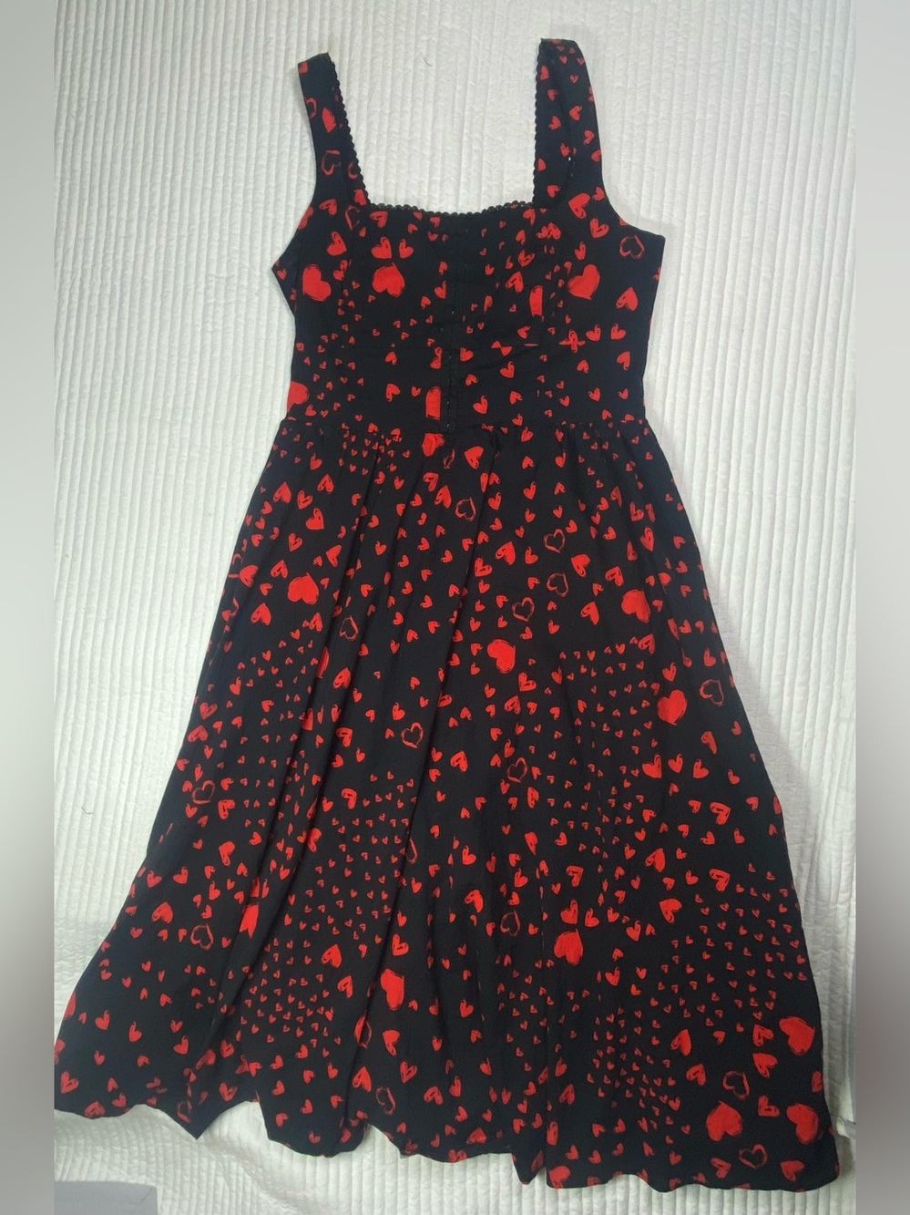 Avec Les Filles Heart Corset Midi Sundress Black & Red Size 12